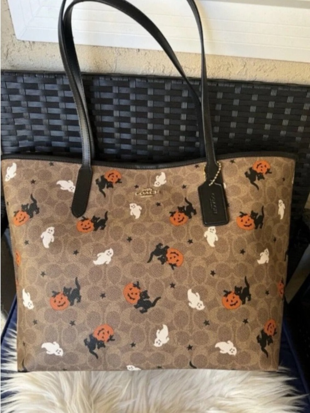COACH City Tote In Signature Canvas With Halloween Print